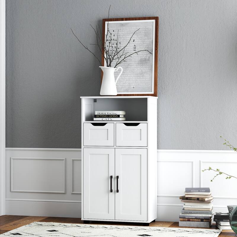 Farmhouse Storage Cabinet ,Versatile Double-Door Storage Cabinet with Adjustable Shelves