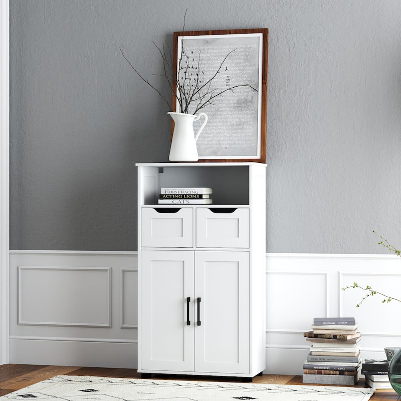 Farmhouse Storage Cabinet ,Versatile Double-Door Storage Cabinet with Adjustable Shelves