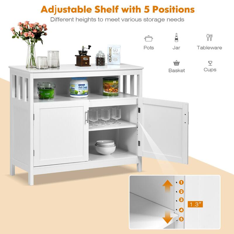 Costway Kitchen Buffet Server Sideboard Storage Cabinet with 2 Doors & - See details