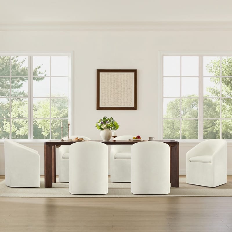 Spruce & Spring Modern Upholstered Dining Chair with Casters & Removable Slipcover