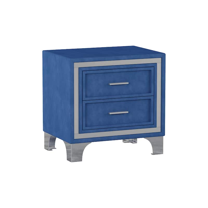 2-Drawer Nightstand with Metal Legs