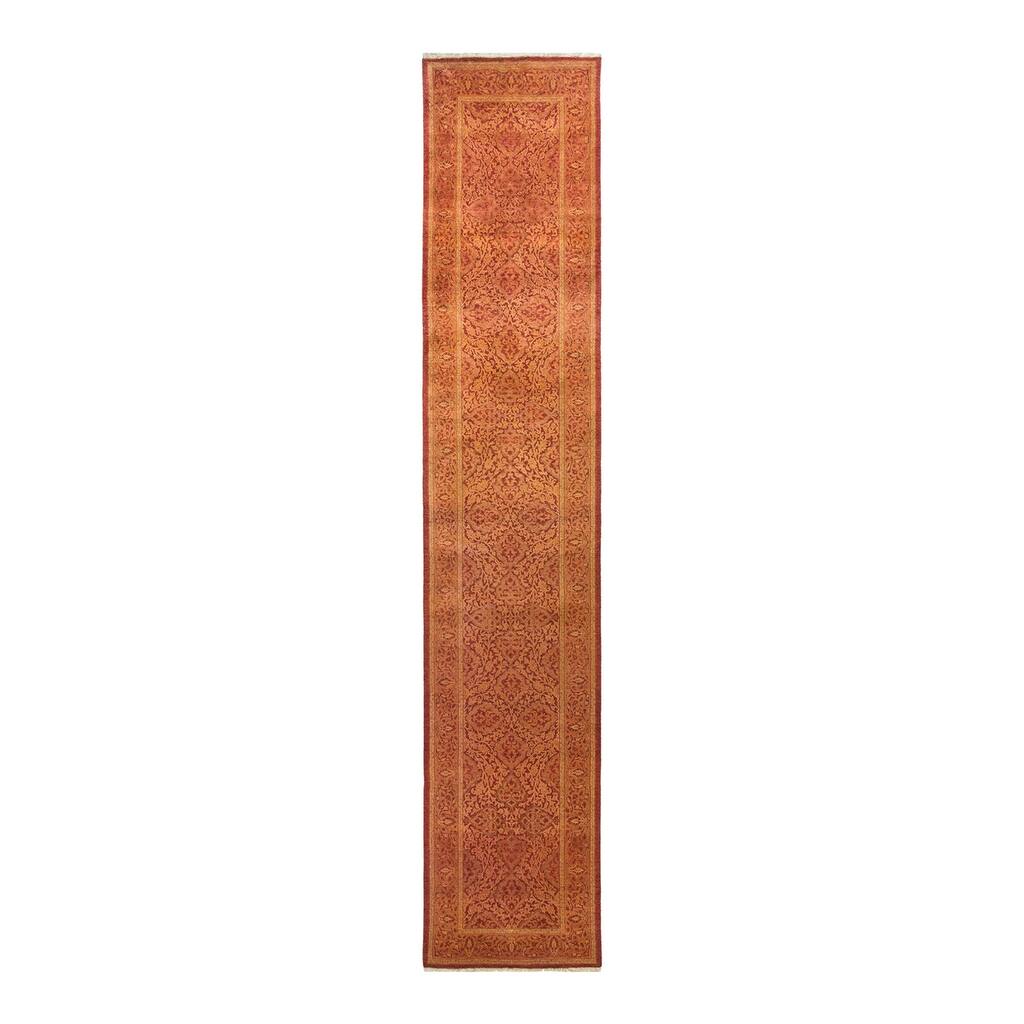Overton Hand Knotted Wool Vintage Inspired Traditional Mogul Orange Runner Rug - 2' 7" x 13' 2"