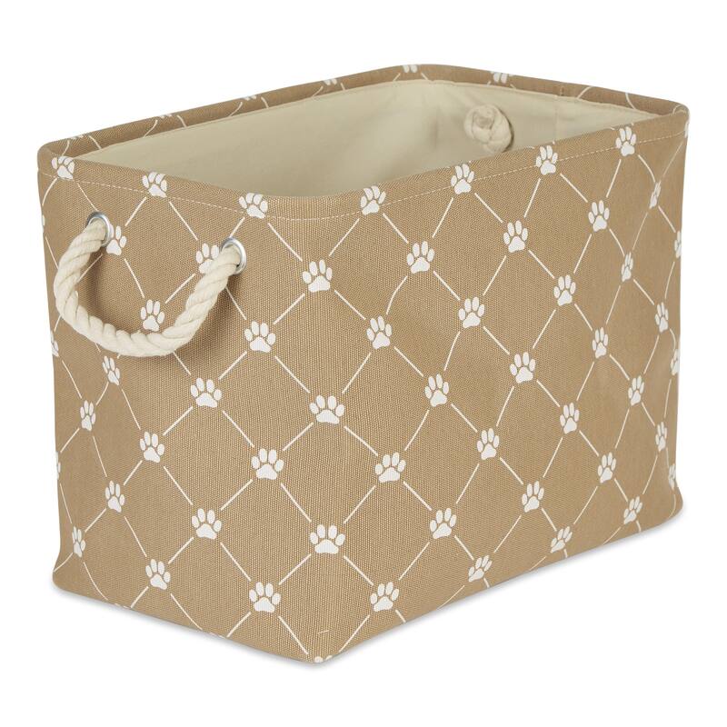 Bone Dry Polyester Pet Bin Trellis Paw - Taupe Trellis - Small Rectangle, 14x8x9"