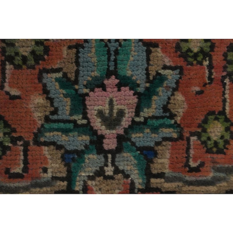 Hand Knotted Oriental 100% Wool Carpet Traditional Floral Oranges & Rust Tabriz Area Rug - 9' 4'' X 6' 4''