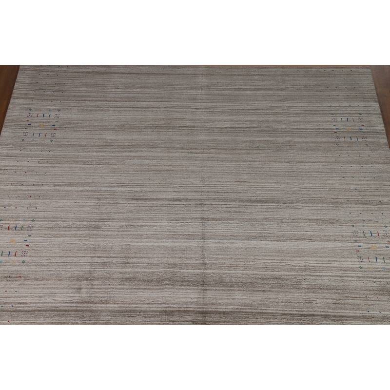 Hand Knotted Oriental 100% Wool Carpet Tribal Tribal Greys & Charcoal Gabbeh Area Rug - 10' 1'' X 8' 5''