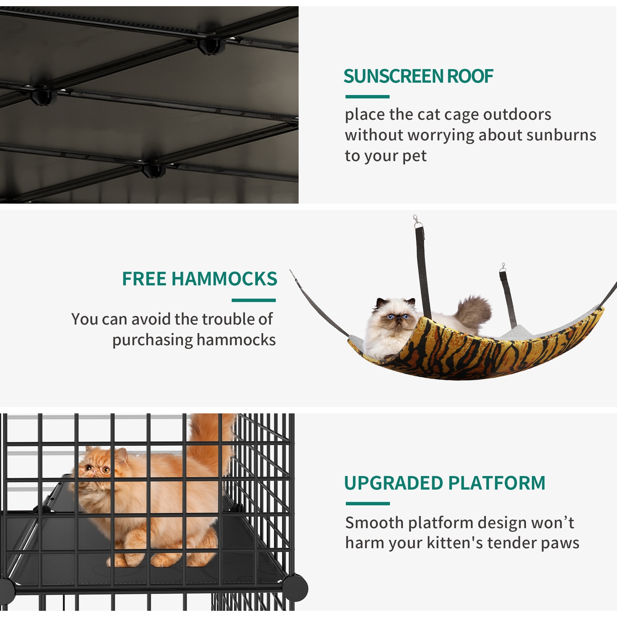 Large Cat Cage with Storage Cube DIY Indoor Catio Metal Cat Playpen with Hammock Platforms for 1 4 Cats 5 Tiers Cat Kennel Black
