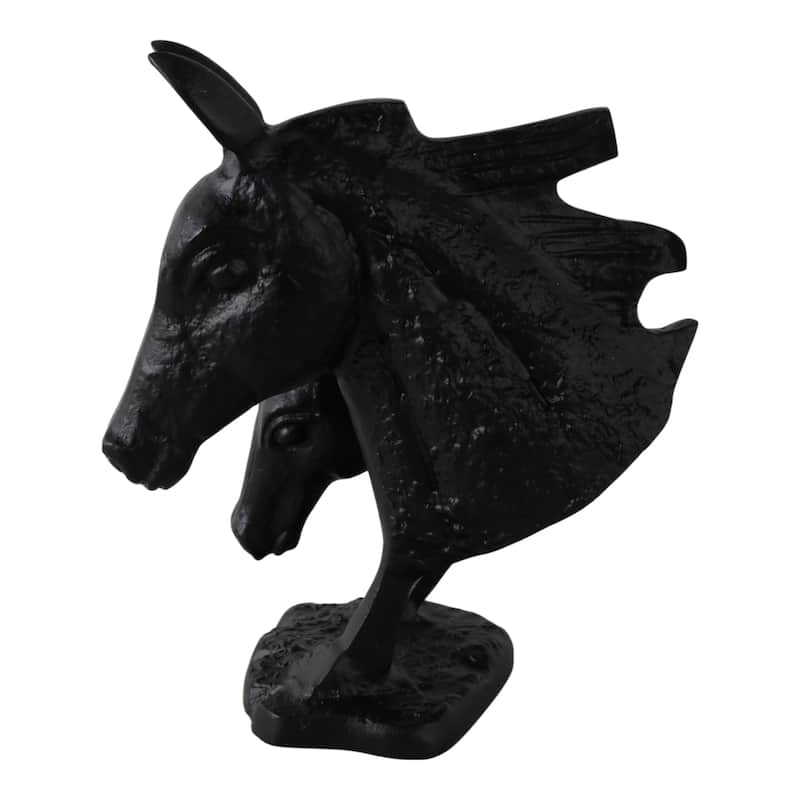 Horse and Foal Sculpture for Home Decor - 10", Black - 10.0"