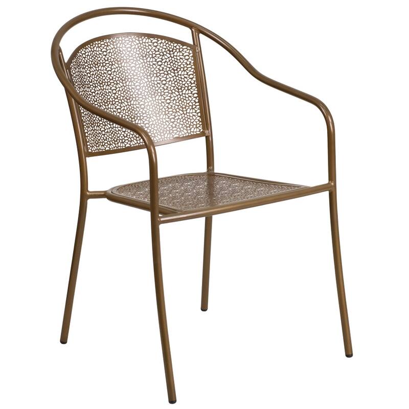 28'' Square Indoor-Outdoor Steel Patio Table Set with 4 Round Back Chairs