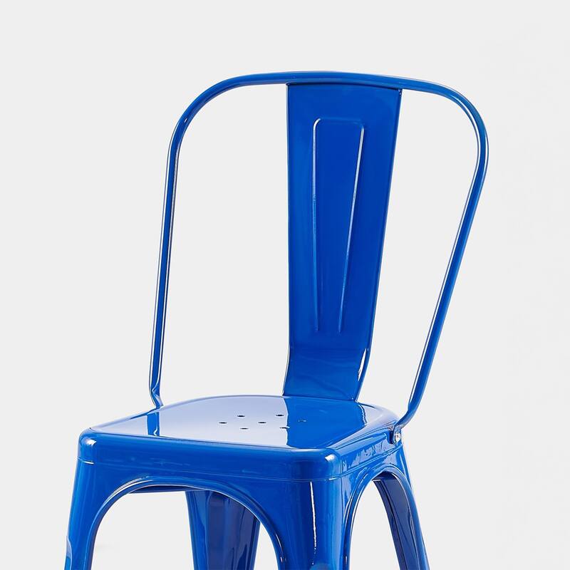 18" Modern Industrial Metal Stackable Dark Blue Dining Chair, 2PCS - 18" W X 18" D X 33" H