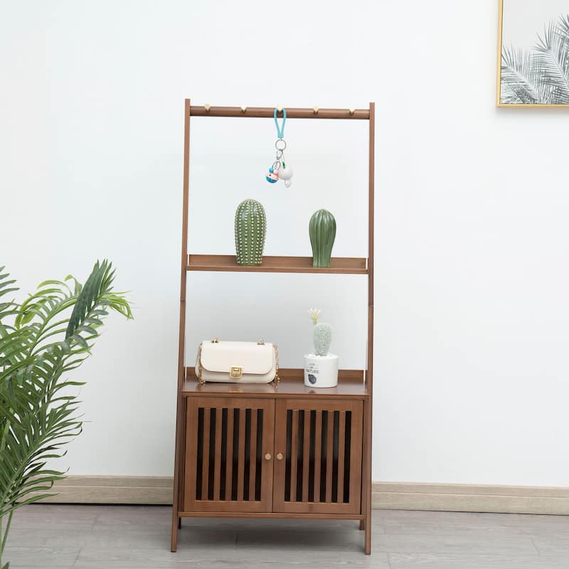 Bamboo Hall Tree with Bench and Shoe Storage
