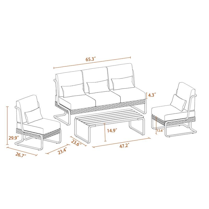 Corvus Akrotiri 4-piece Outdoor Wicker Conversation Set