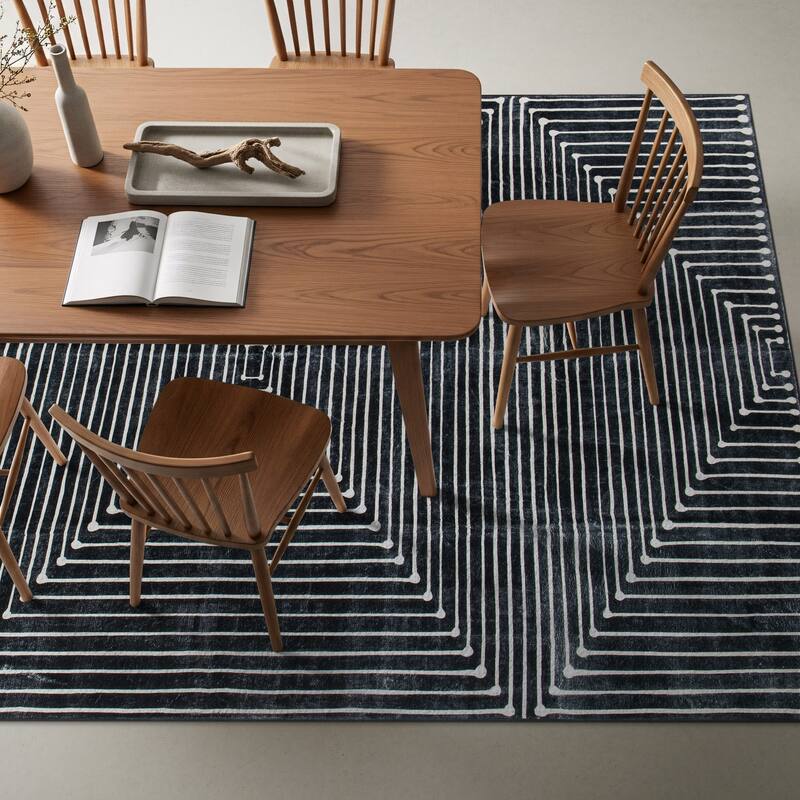 World Rug Gallery Bohemian Stripes Washable Non-Slip Area Rug