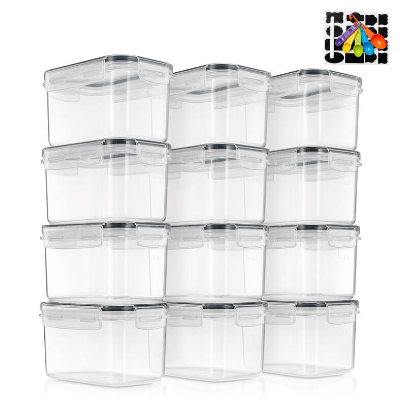 Sorbus Airtight Food Storage Containers with Locking Lids, Measuring Spoons & Labels -12 Pack (0.8L/27.05 Oz)