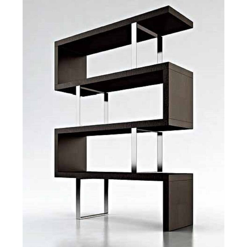 Cube Collection Oak Veneer Display Bookshelf with Metal Accents - 51''X16'' - Black/Espresso