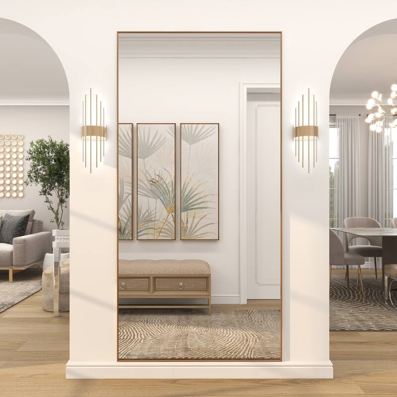 CosmoLiving by Cosmopolitan Gold Metal Room Wall Mirror with Thin Frame