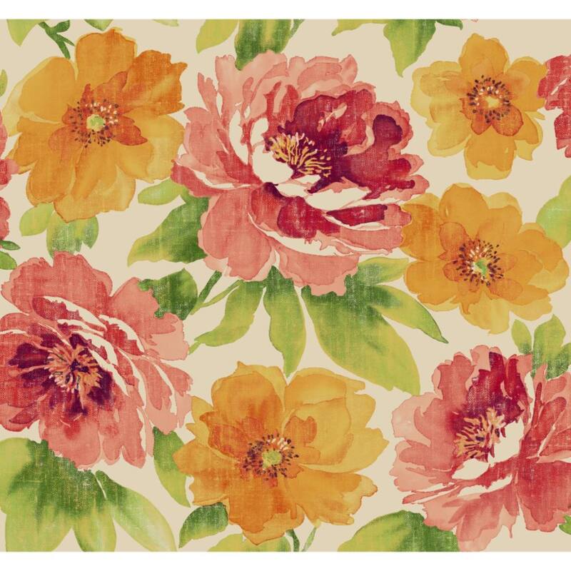 Casual Cushion Floral 1-Piece Indoor/Outdoor Square Throw Pillow, 15"W x 15"L, Muree Primrose - 15"W x 15"L