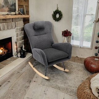 Rocking Chair Teddy Velvet Fabric Rocking Chair - Bed Bath & Beyond ...
