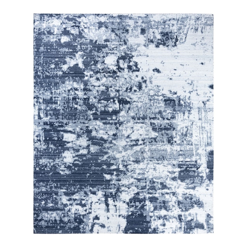 Modern One-of-a-Kind Hand-Knotted Area Rug, Blue - 8' 2" x 9' 10"