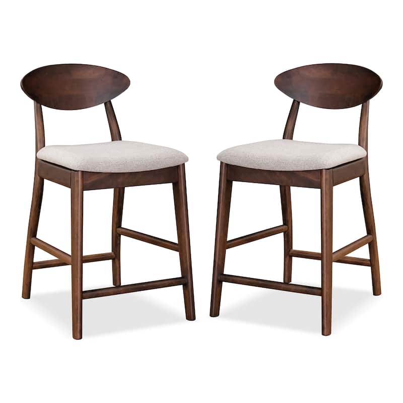 Furniture of America Abigail V Mid-century Modern Rich Walnut Handmade Rubberwood Counter Height Dining Chairs (Set of 2)