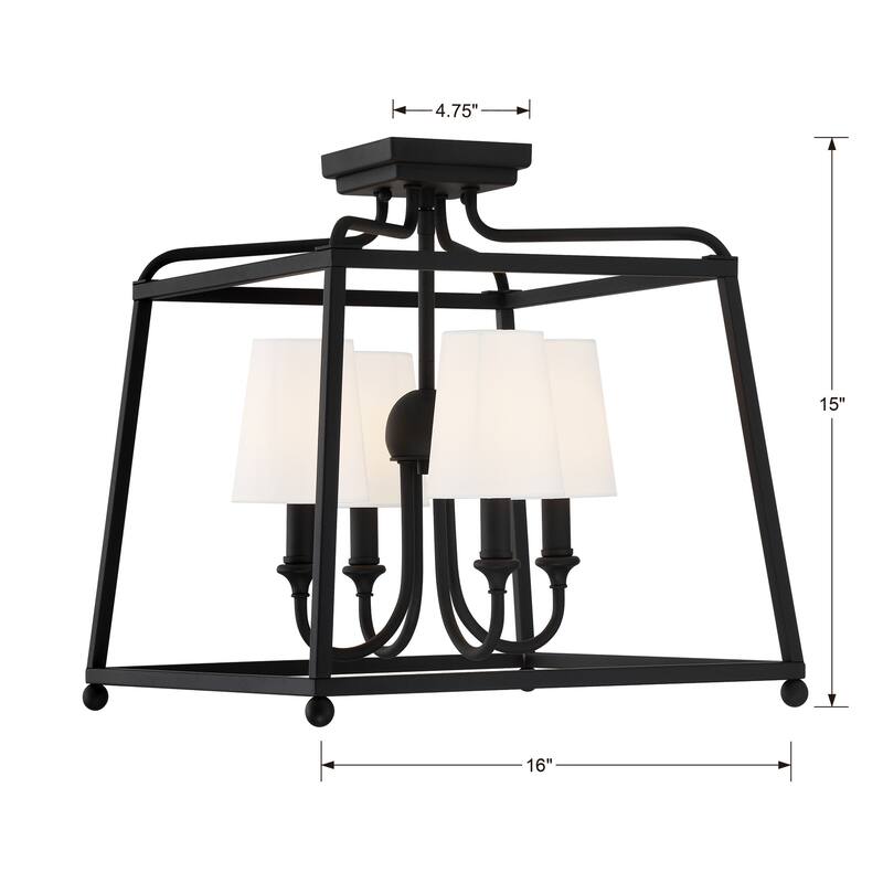 Libby Langdon for Crystorama Sylvan 4 Light Black Forged Ceiling Mount - 16''W x 15.5''H