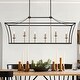 preview thumbnail 6 of 14, 6 - Light Kitchen Island Linear Pendant 49.02"x14.96"x19.52" - Classic Black+Brass Dust