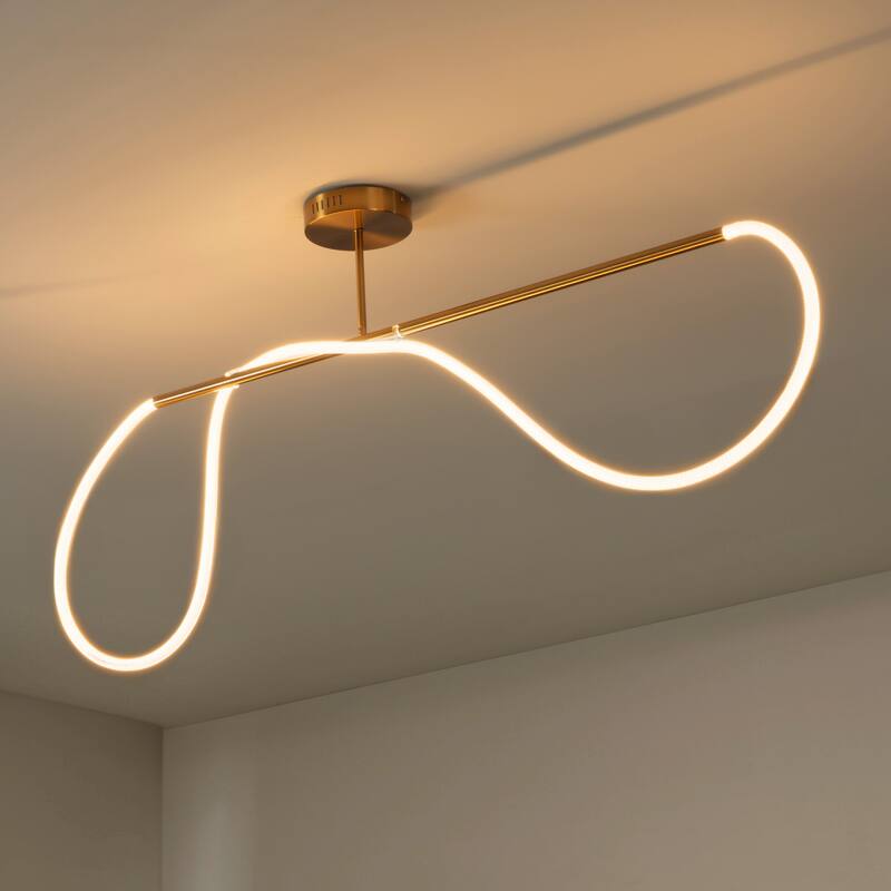 Lisette Contemporary Minimalist 360 Adjustable Silicone Neon Rope Dimmable Linear Integrated LED Flush Mount, by JONATHAN Y
