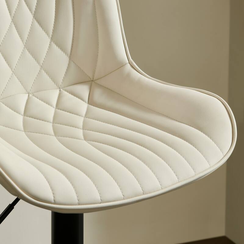 Roundhill Furniture Kovyn Contemporary Adjustable Barstool with Faux Leather Swivel Seats, Set of 2