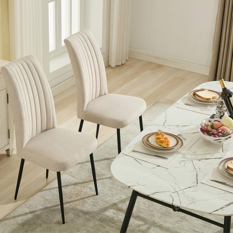 Modern Minimalist Style Velvet Dining Chair, 2-Piece Set with Adjustable Iron foot, for Kitchen and Dining Room, Beige - Beige