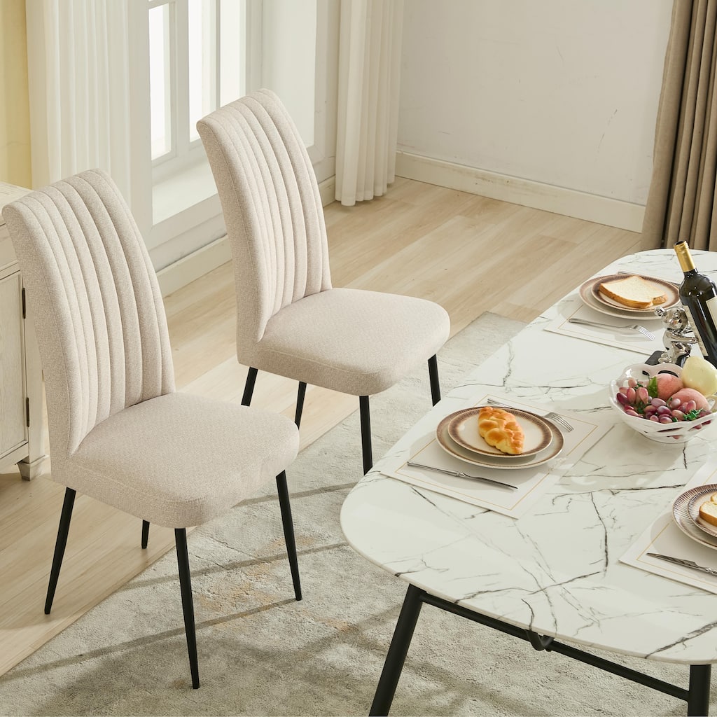 Modern Minimalist Style Velvet Dining Chair, 2-Piece Set with Adjustable Iron foot, for Kitchen and Dining Room, Beige