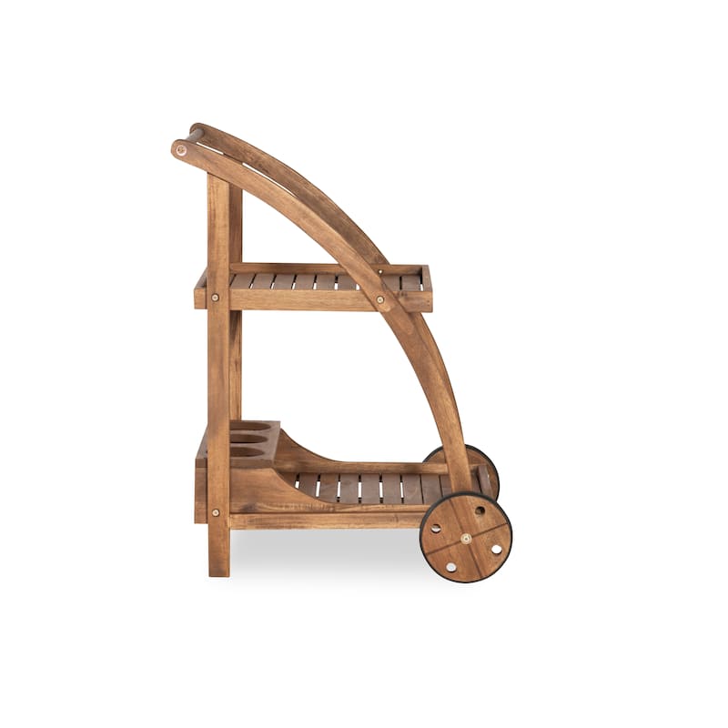 Valencia Teak Finish Acacia Wood Bar Cart