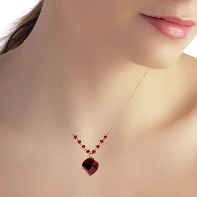 16.25 Carat 14K Solid Gold Burn Bridges Ruby Natural Gemstone Necklace