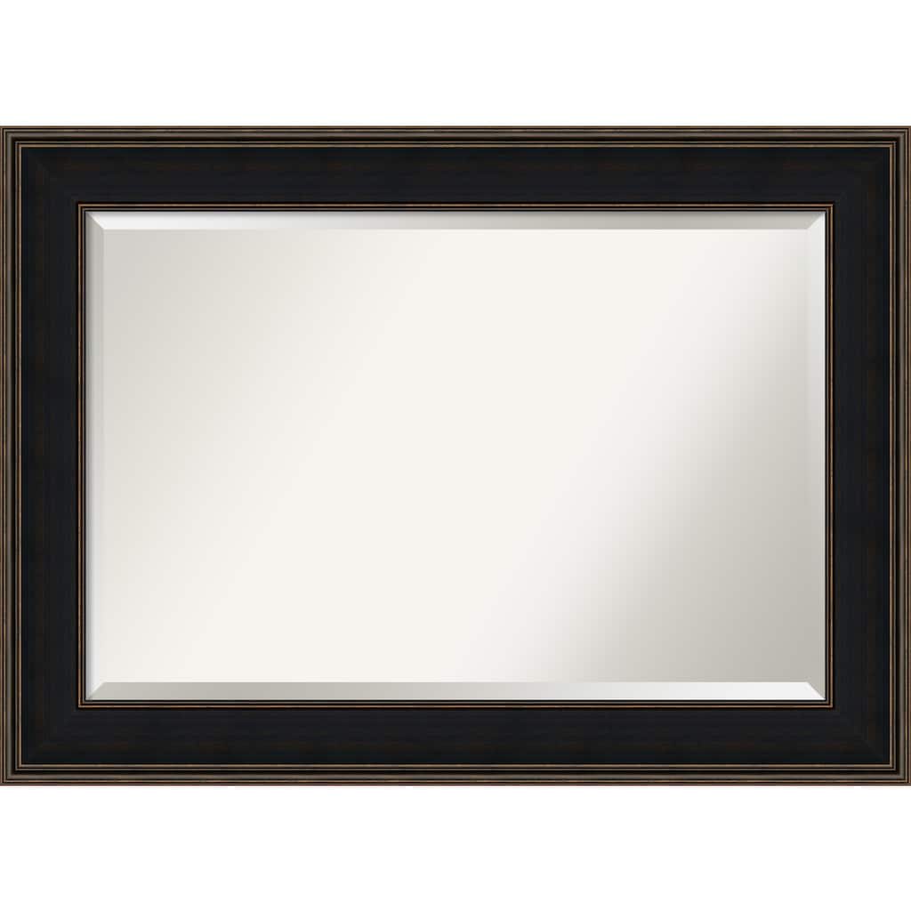 Beveled Wood Bathroom Wall Mirror - Mezzanine Espresso Frame - Outer Size: 44 x 32 in