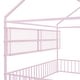 preview thumbnail 36 of 70, Metal House Bed with Metal Grid and Storage Shelves, Twin/Full Size Floor Montessori Bed with Roof Frame and Fence Guardrails
