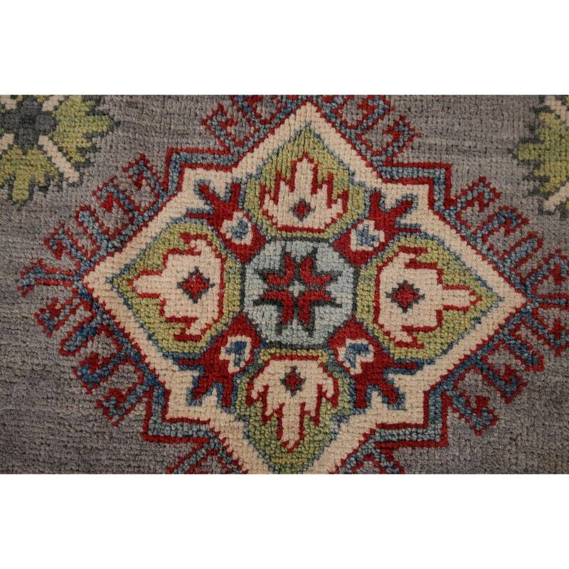 Traditional Kazak Oriental Area Rug Handmade Grey Wool Carpet - 5'7" x 7'11"