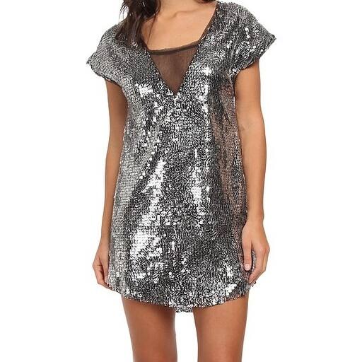 Shop Free People New Silver Women S Size Medium M Tunic Sequin Dress Overstock 20146075
