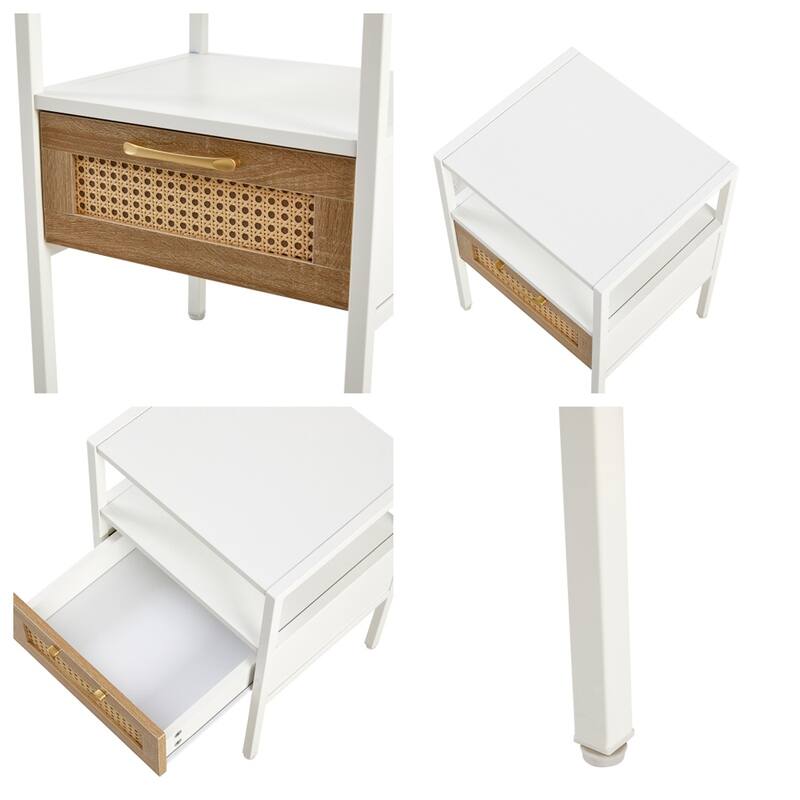 Modern Nightstand with Drawer and Metal Legs
