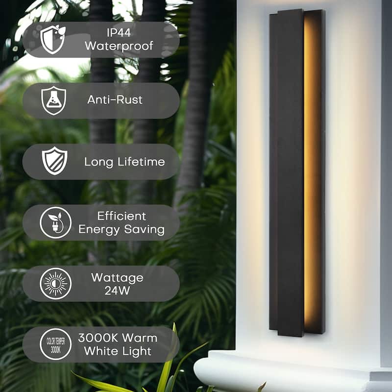 Black Modern/Contemporary LED Outdoor Wall Lantern Sconce