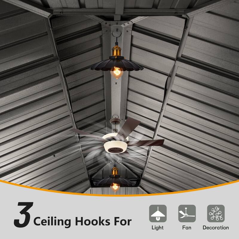 12' X 20' Hardtop Gazebo with Galvanized Steel Roof, Aluminum Frame, Curtains & Netting for Patio, Deck, Garden