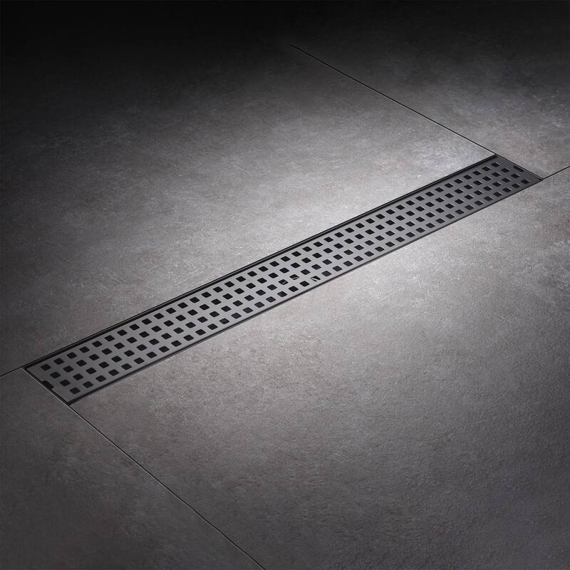 24 in. Stainless Steel Linear Shower Drain with Square Pattern Drain Cover - Oil Rubbed Bronze