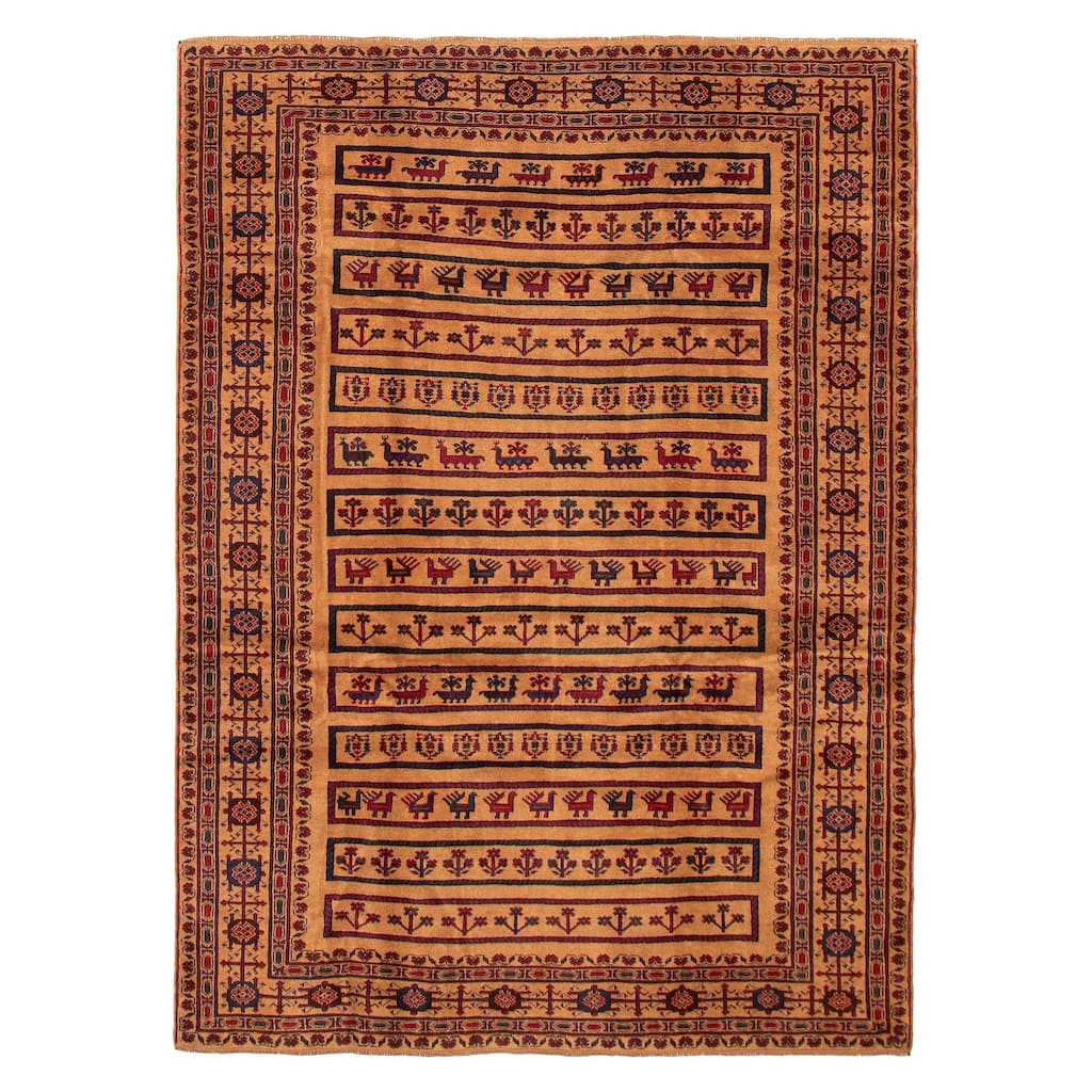 ECARPETGALLERY Hand-knotted Teimani Brown Wool Rug - 6'11 x 9'2