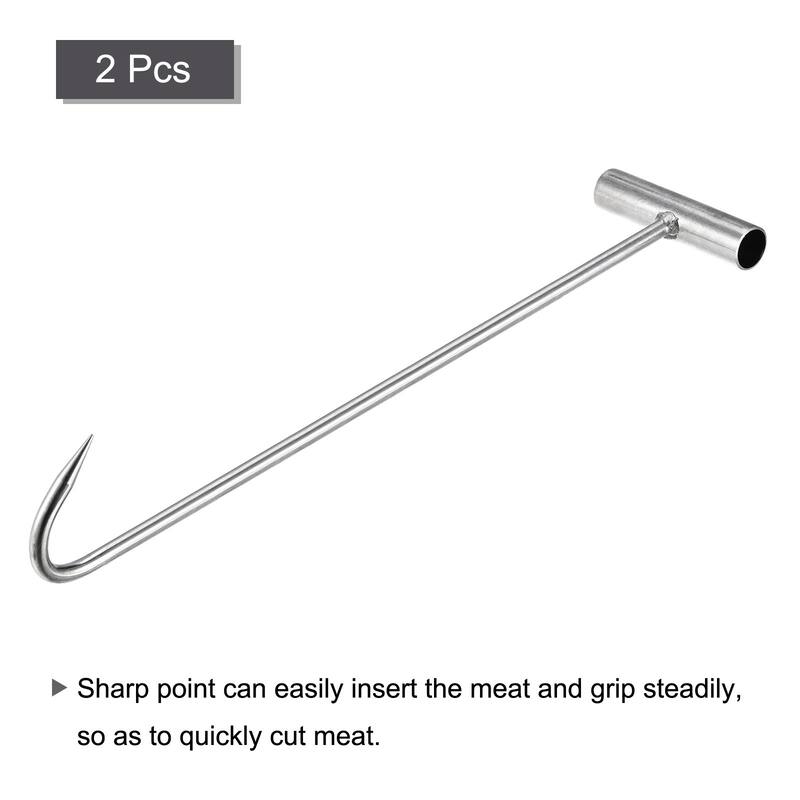 T-Handle Meat Boning Hook, Stainless Steel T Hooks for Kitchen - Silver Tone