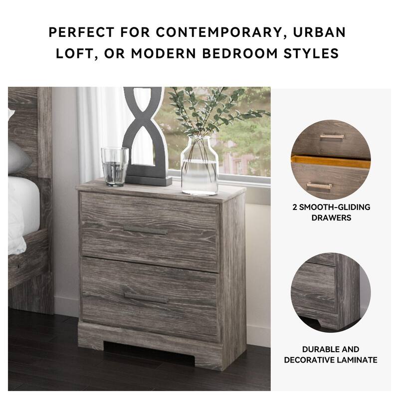 Ralinksi Gray Two Drawer Nightstand