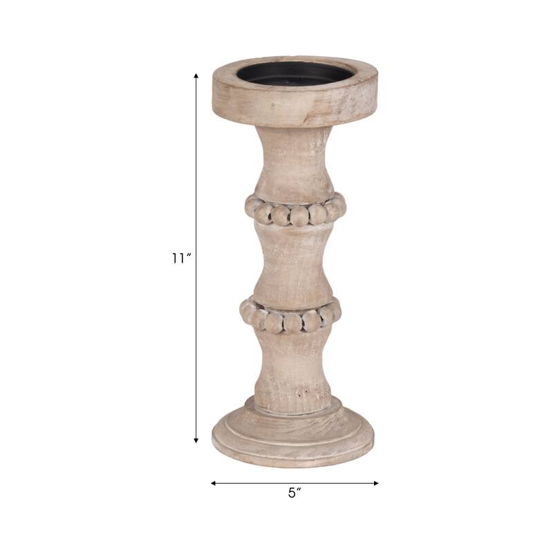 Sagebrook Home Artisanal Wood Pillar Candle Holders