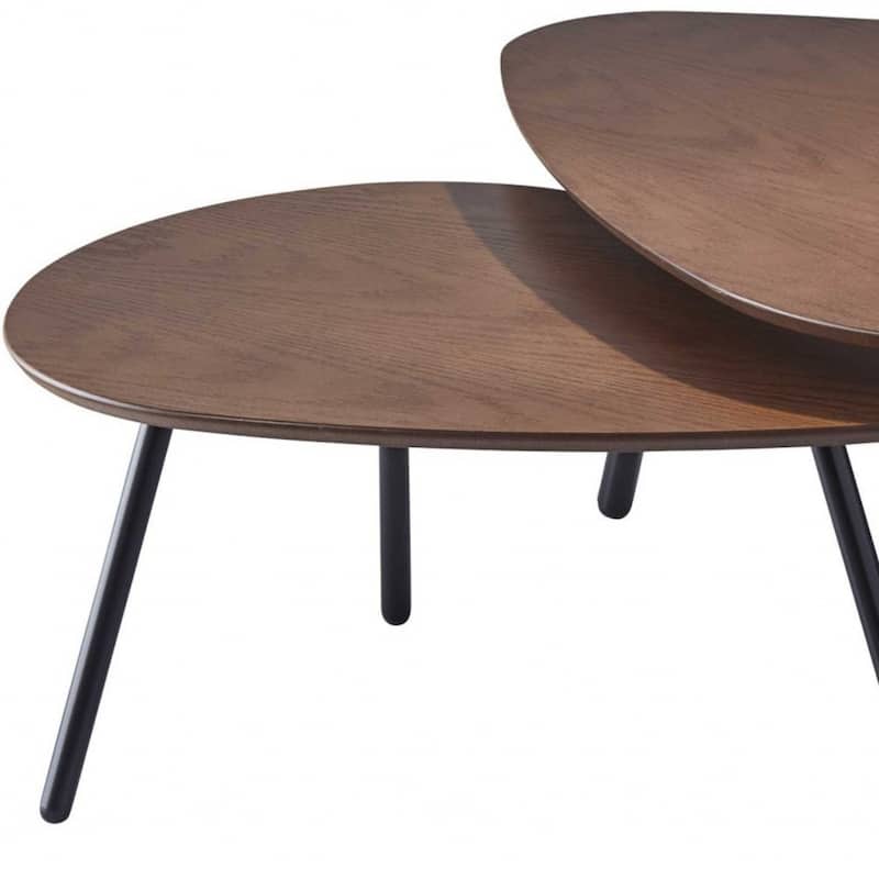 Set of 2 Wood and Metal Oval Nesting Tables Brown and Black Finish - 41.34" x 30.71" x 17"