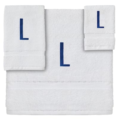 3 Piece Letter L Monogrammed Bath Towels Set, Embroidered Decorative Towels for Bathroom (3 Sizes)