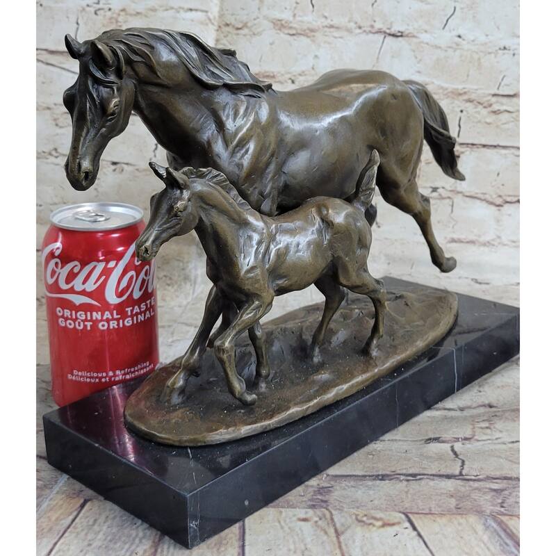 Vintage Detailed Bronze Horse Foal Figure Cast Solid Metal Statue Colt Figurine