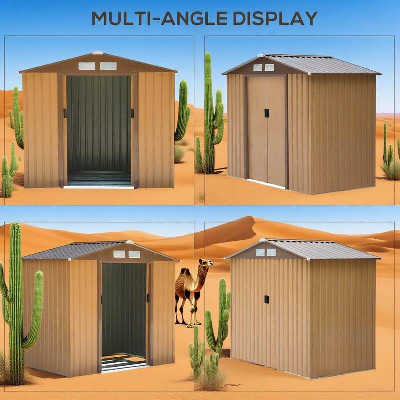 GDFStudio - Galvanized Steel Outdoor Storage Shed with Foundation Kit