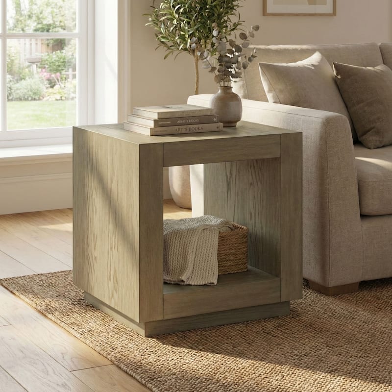 Furniture of America Gryel Modern 20-inch 1-Shelf Square End Table - Natural