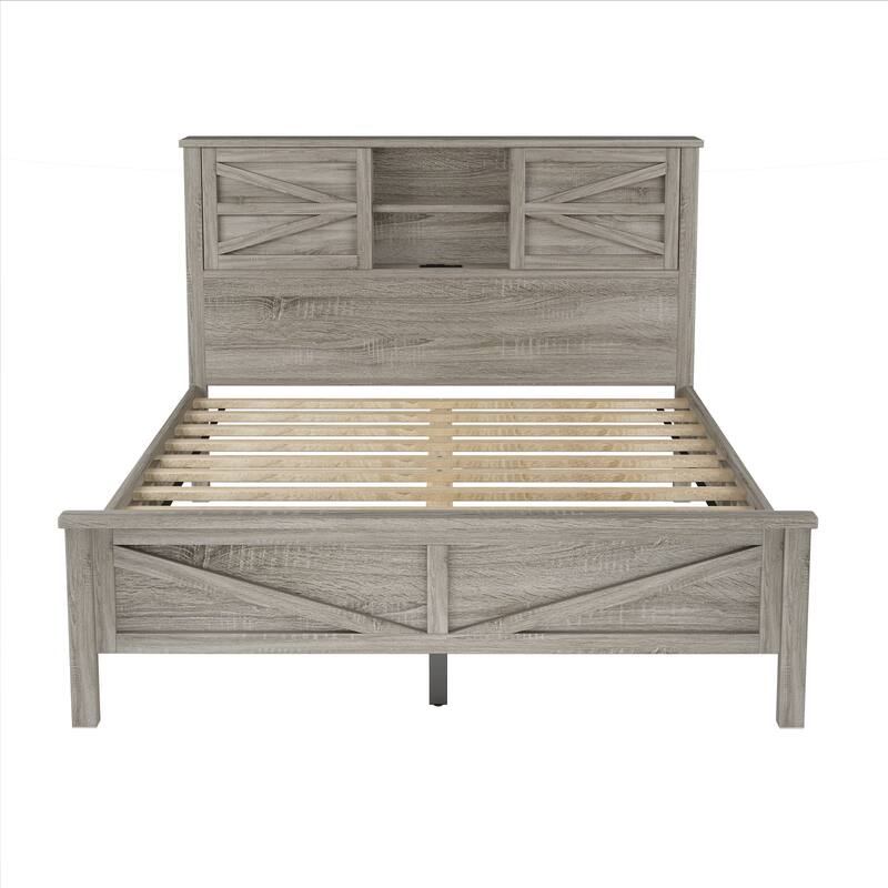 3-Pieces Bedroom Sets Full Size Wooden Platform Bed