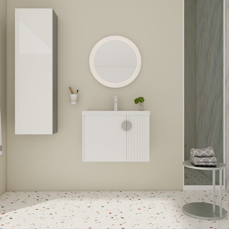 28 Inch Bathroom Vanity with Ceramic Sink - White